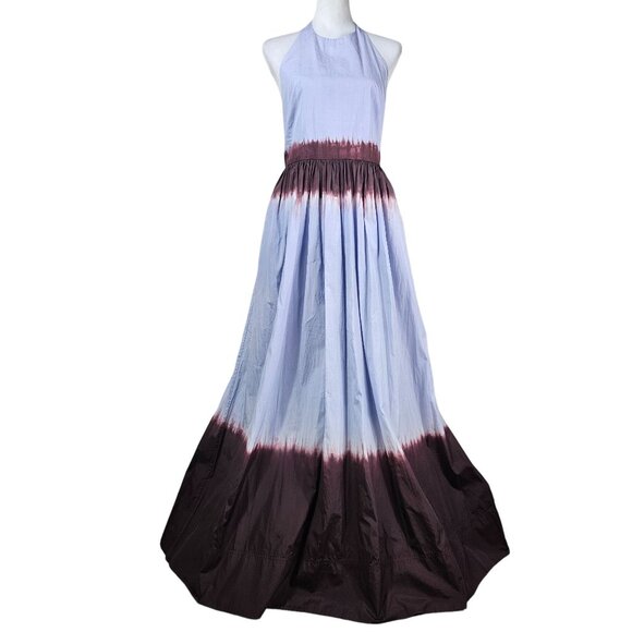 A.L.C. Blair Dip Dye Maxi Dress 10 Fudge & Sky Blue Halter Soft Girl Bohemian - Picture 2 of 14